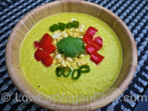 Raw Vegan Plant-Based Mexican Cilantro Corn Chowder