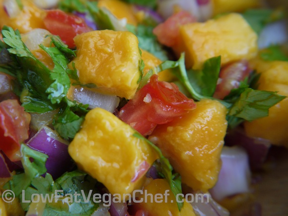 Fat Free Raw Vegan Mango Cilantro Salsa