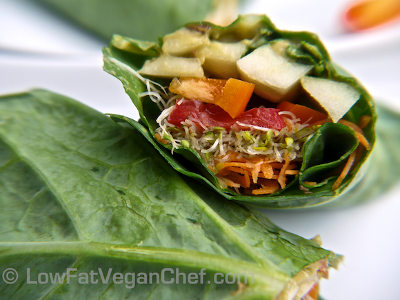 How To Make Raw Vegan Veggie Collard Wrap Sandwich