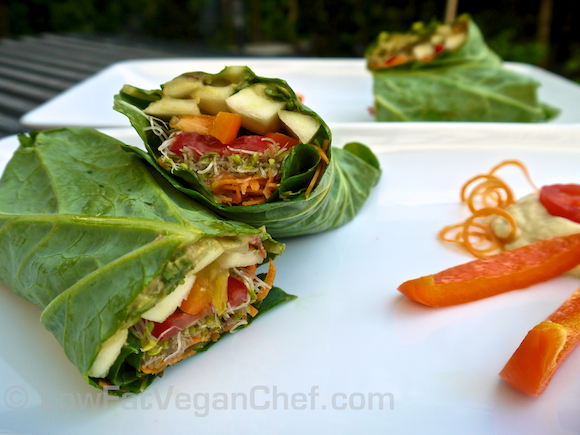 How To Make Raw Vegan Veggie Collard Wrap Sandwich