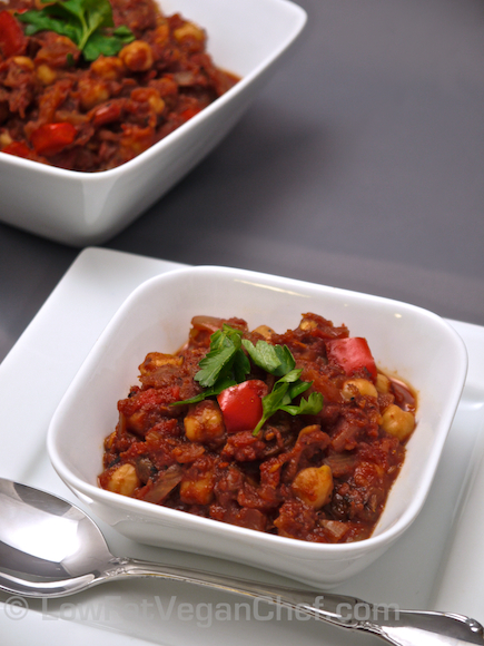 Fat Free Vegan Eggplant Chickpea Indian Curry With Fire Roasted Tomatoes