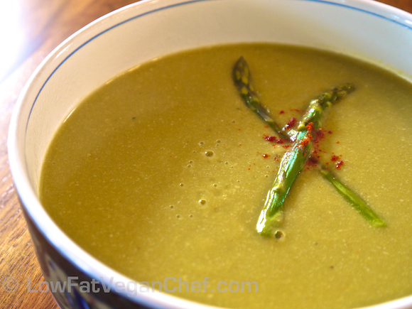 Low Fat Vegan Chef's Oil Free Cream of Asparagus Soup