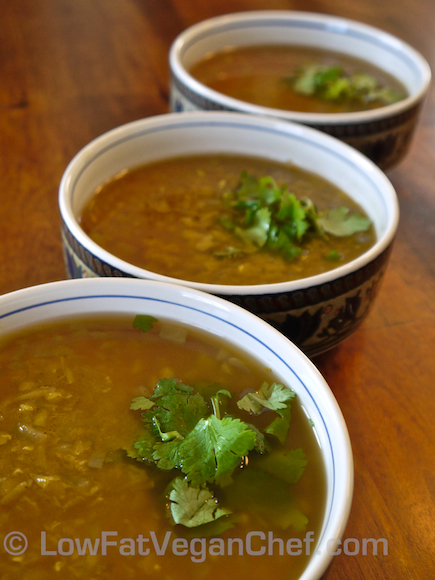 Low Fat Vegan Chef's Oil Free Spiced Indian Dal Soup