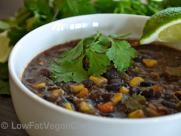 Low Fat Vegan Chef's Mexican Black Bean Corn Soup