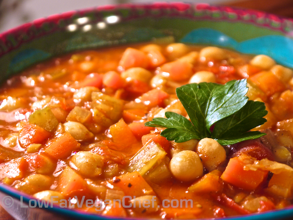 Low Fat Vegan Chef's Oil Free Moroccan Chickpea Soup