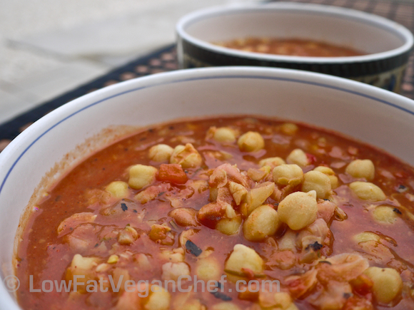 Low Fat Vegan Chef's Oil Free Tuscan Roasted Tomato Chickpea Soup