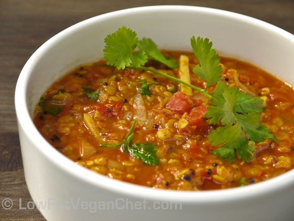 Fat Free Vegan Red Lentil Tarka Dal Curry (Indian Lentil Curry)
