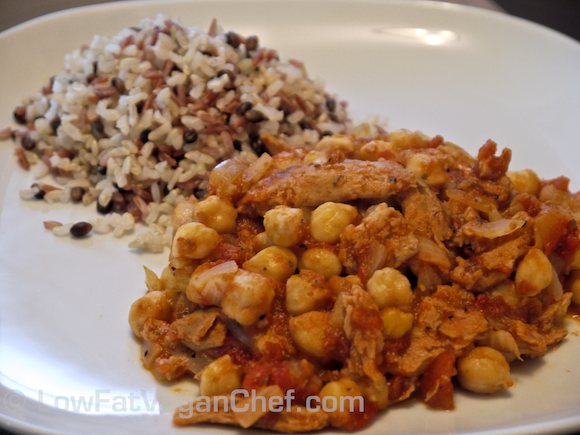 Soy Curls with Chickpeas and Tomato Sauce