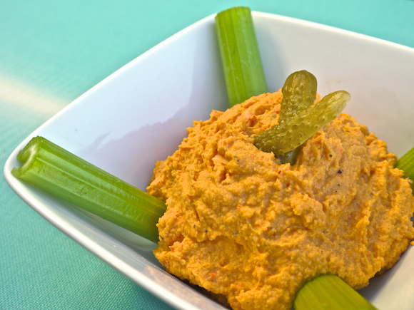 20 Minutes To The Table: Baked Flatbread with Roasted Red Pepper Hummus, Artichokes and Basil