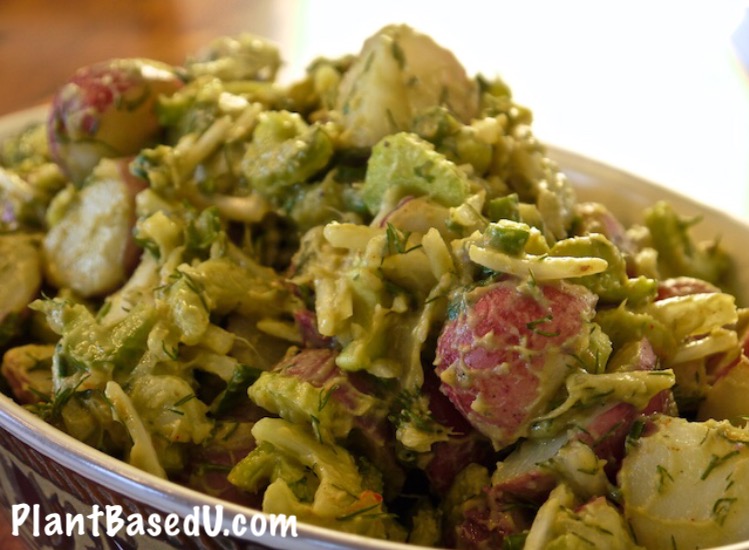 Creamy Vegan and Plant-Based Avocado Dill Potato Salad